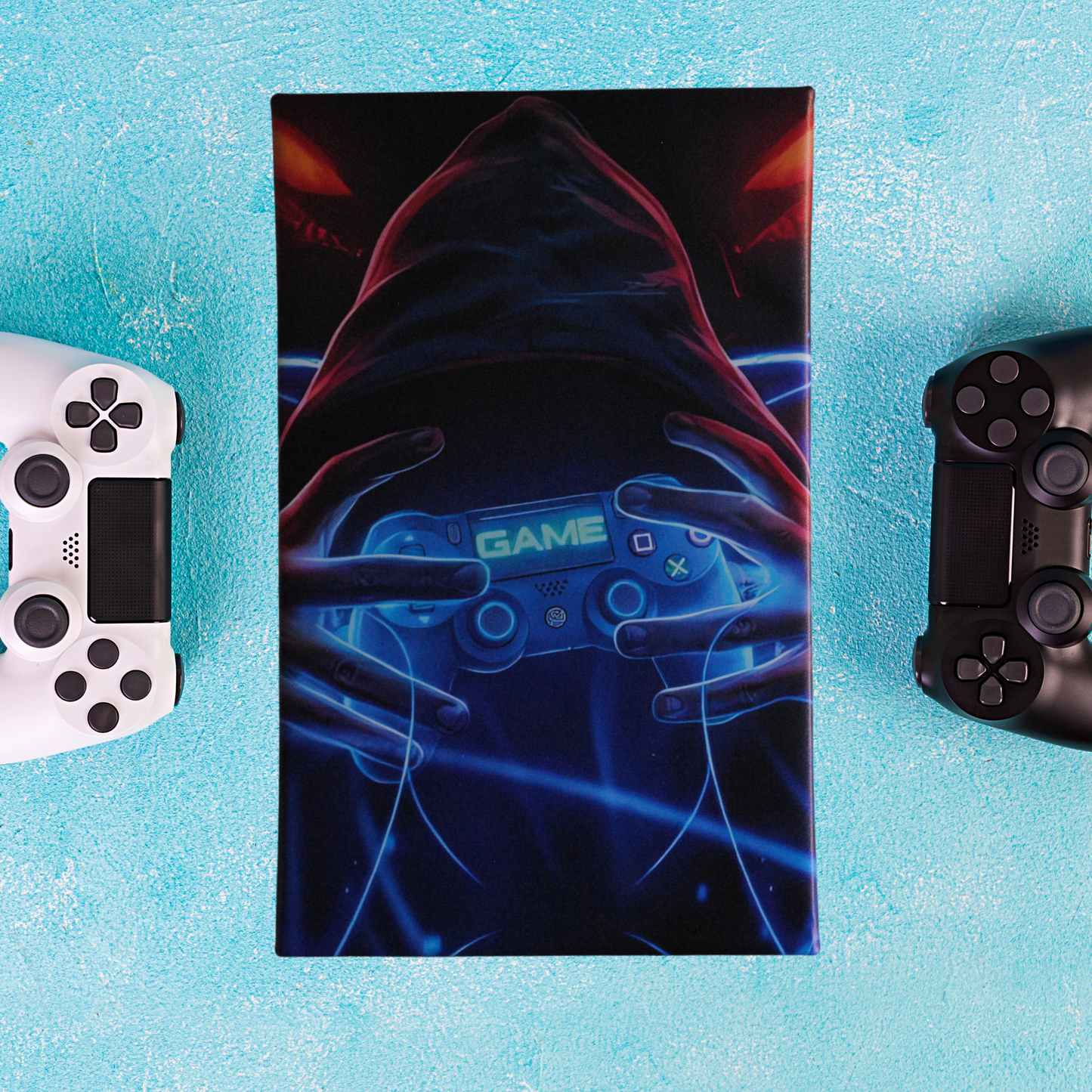 Hooded Gamer Holding Playstation Controller Artwork