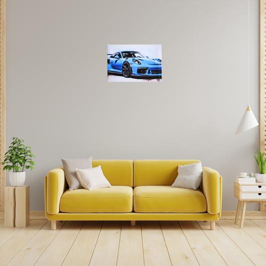 The Most Famous Model Of Car - The Porsche 911, Again in The Unusual Colour Blue