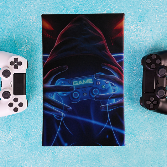 Hooded Gamer Holding Playstation Controller Artwork